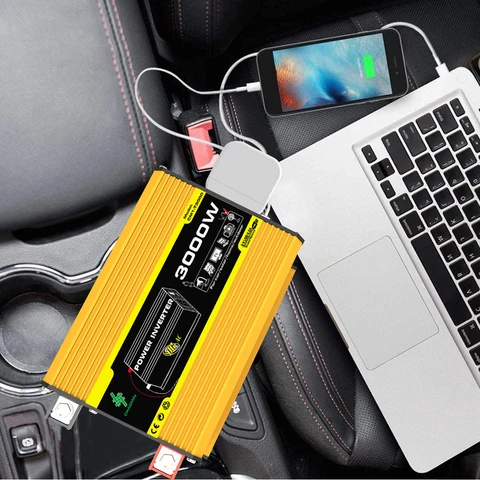 DC 12 В к AC 110/220 В Интеллектуальный инвертор питания Двойной USB Автомобильный интеллектуальный инвертор 3000 Вт Цифровой инвертор питания для RV Caravan