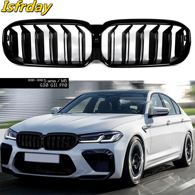 

Gloss Black Front Bumper Kidney Grille For BMW 5 Series G30 LCI 2021 2022 Car Styling Single Dual Slats Racing Grills Replacemen