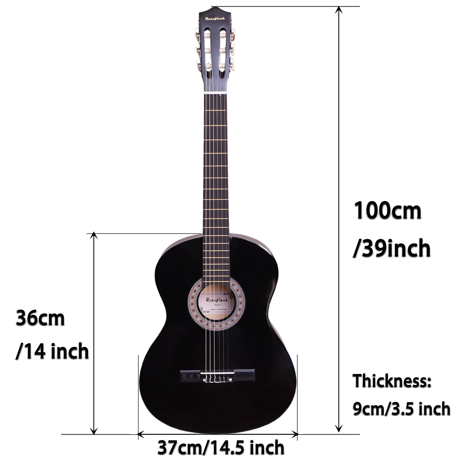 Rosefinch Classical Acoustic Guitar 30/39 Inch 3/4 4/4 Full Size for Beginners Child Adult Adulte Starter Bundle  (30''/39'') enlarge