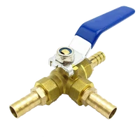4681012141619mm hose barb full port l port three way brass ball valve