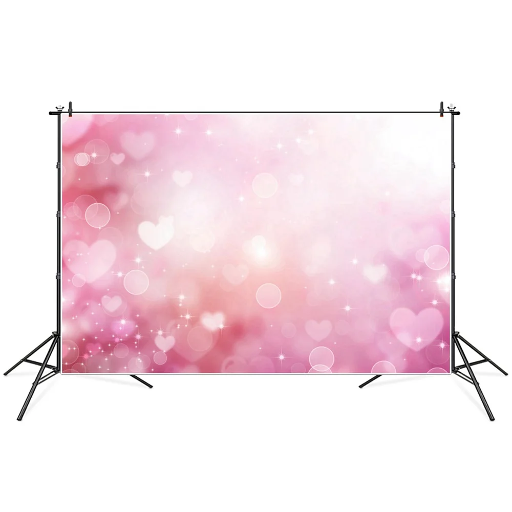

Photography Backdrops Pink Love Heart Light Bokeh Banner Custom Baby Valentine's Day Party Decoration Photo Booth Backgrounds