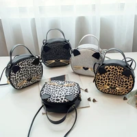 2022 new small leopard pint bag korean version oblique cross cute trendy fashion round wholesale womens bag