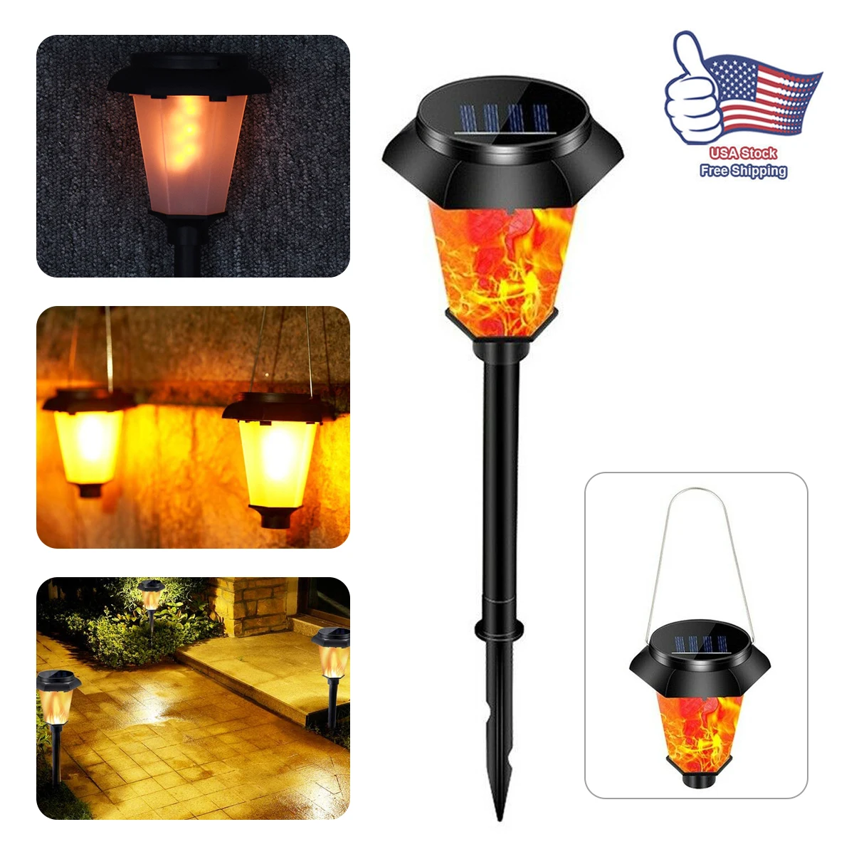 

2-IN-1 LED Solar Flame Torch Light Outdoor Garden Yard Lawn Pathway Lamp USA