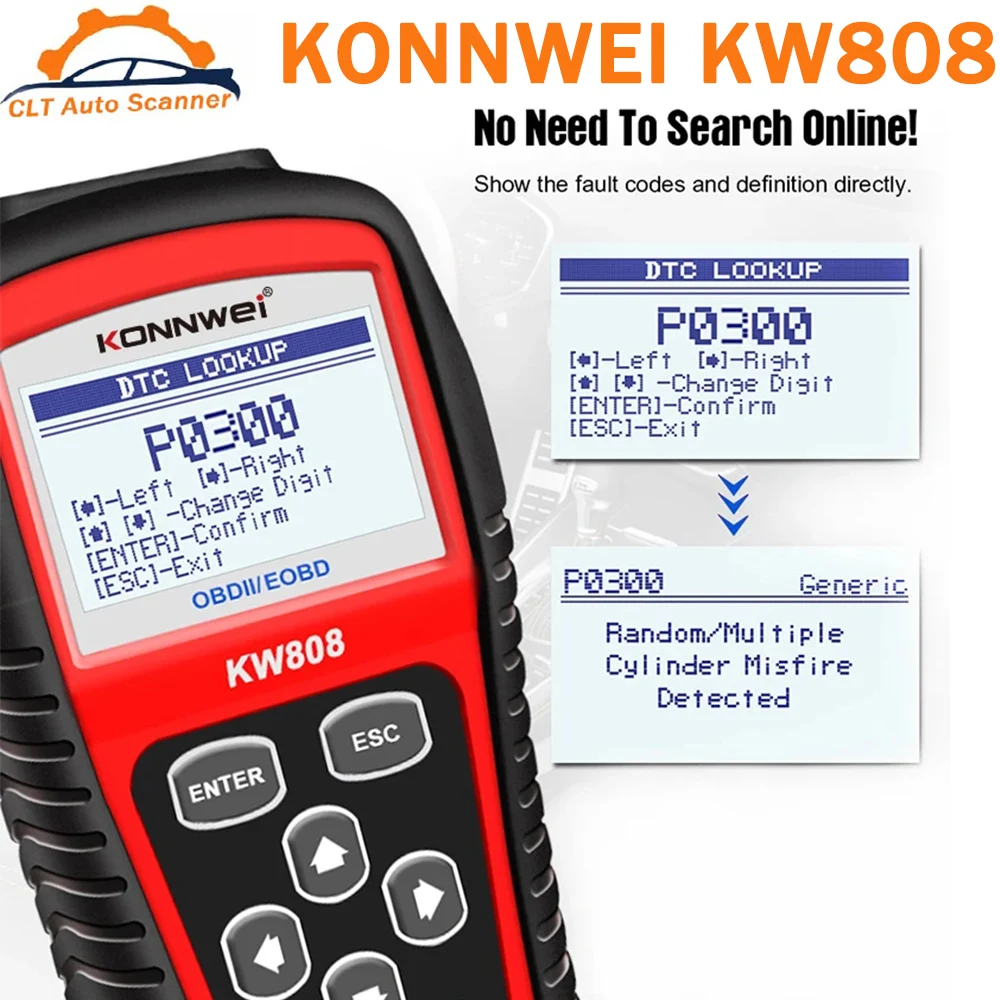 KONNWEI KW808 kw808 OBD 2 сканер OBD2 автомобильный диагностический сканер считыватель кодов ошибок двигателя OBDII CAN Odb инструменты для автомобилей