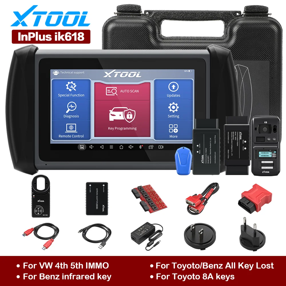 

XTOOL InPlus IK618 Auto Key Programmer X100PAD3 For Toyota/Benz All Key lost with Kc100 For VW 4th&5th IMMO OBD2 Diagnostic Tool