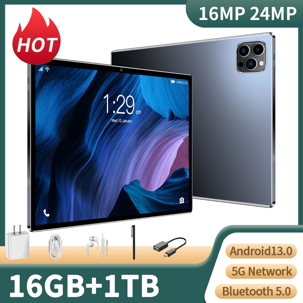 

2023 New 5G Global Version 10.1 -inch tablets Android 16GB RAM 1TB ROM Android 13.0 8 -Core wifi Bluetooth 8800mAh