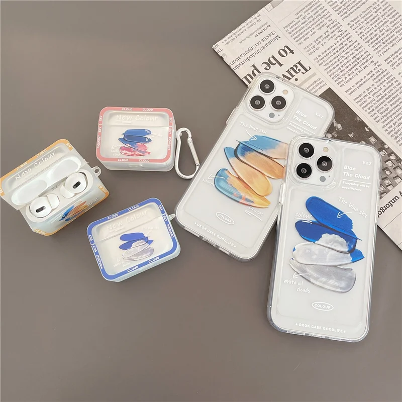 

INS Art palette pigment protective case for airpods 3 Pro 1 2 For iphone 13 12 11Pro Max x xr xs silicone cover