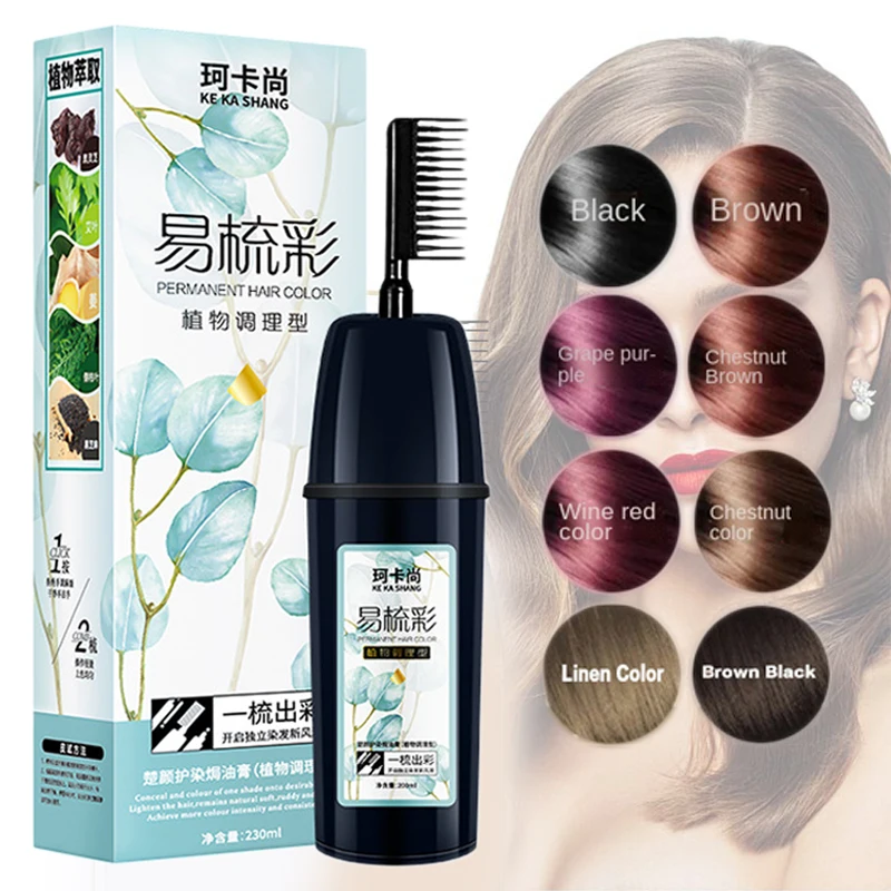 

Dye Brush 200ml Natural Plant Essence Black Hair Dye Shampoo Instant Hair Color Cream Cover Permanent Hair Coloring With Comb