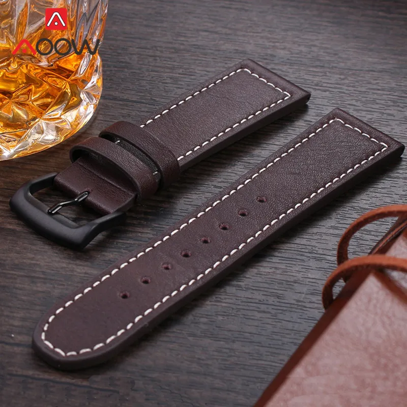 22mm Genuine Cowhide Leather Strap for Citizen CA0695-17E CA4210 AW1360 Stainless Steel Buckle Men Brown Bracelet Watch Band