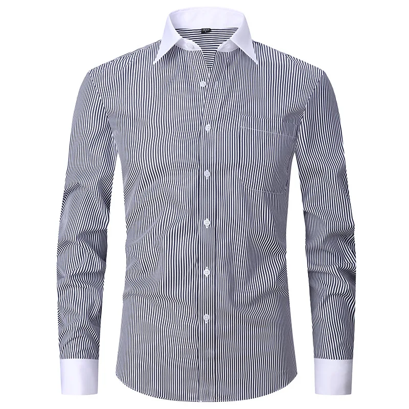 

Business. Long Sleeved. Men's Fashion. Cufflinks. A Shite Collar Shirt. Loose Fitting. Large Size. Clothing. Stripes
