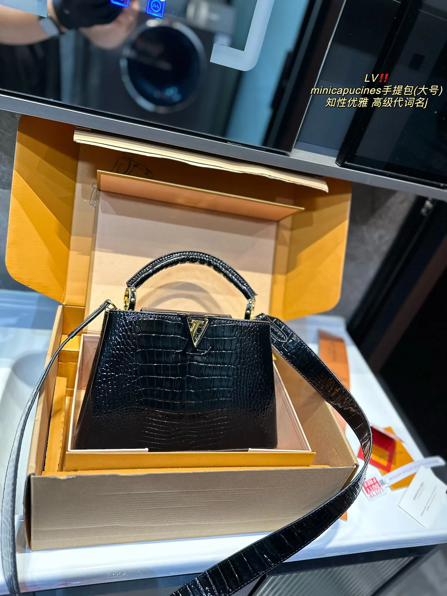 копия 1: 1 Сумка Через Плечо Из КроКодиловой Кожи Capucines В Стиле LV Размер Сумки:27 * 18