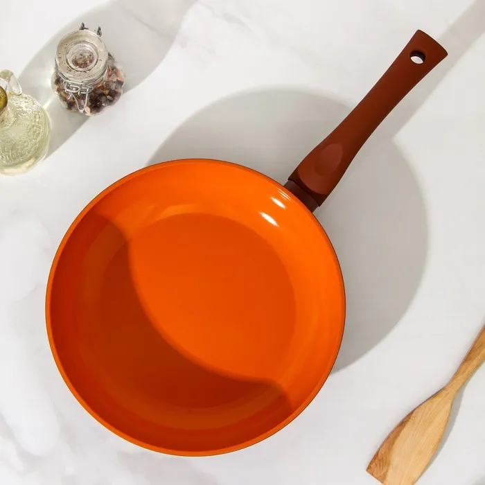 Сковорода Ceramic Induction d=24 см пластиковая ручка стеклянная крышка антипригарное