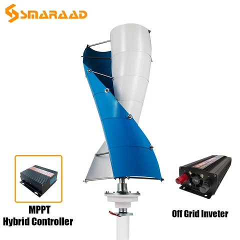 Вертикальная ветряная турбина SMARAAD 3000 Вт, низкоскоростная ветряная мельница maglevv VAWT для домашнего использования с контроллером MPPT