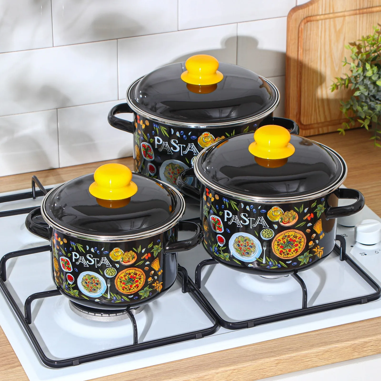 Набор эмалированных кастрюль Pasta 3 предмета 2 л 4 индукция