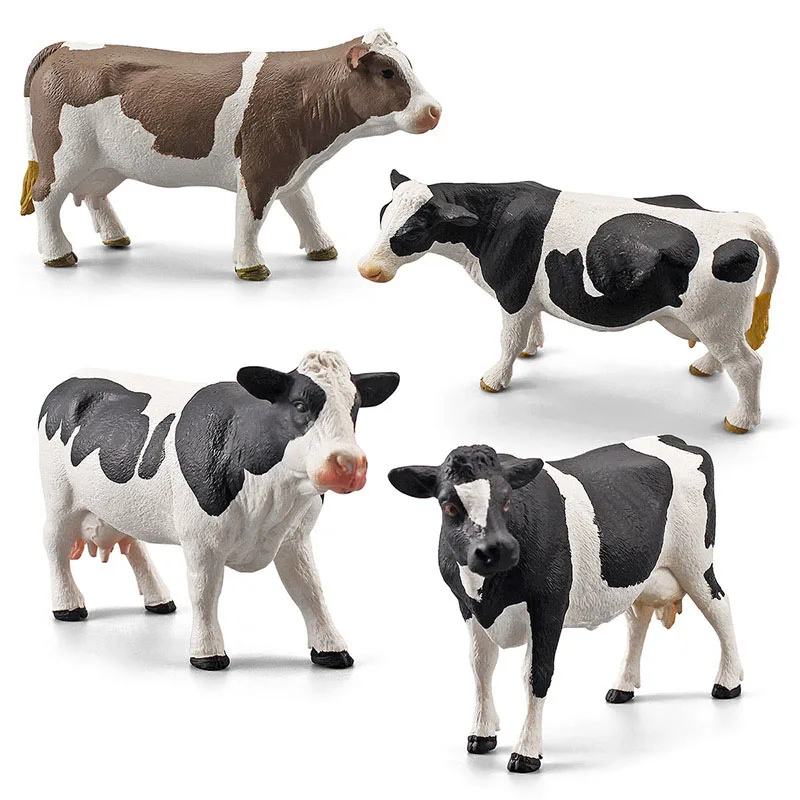 Simulation Farm Poultry Milk Cow Animal Model Action Figures Dairy Cattle Figurines Decoration Educational Toys Kids Adult Gifts