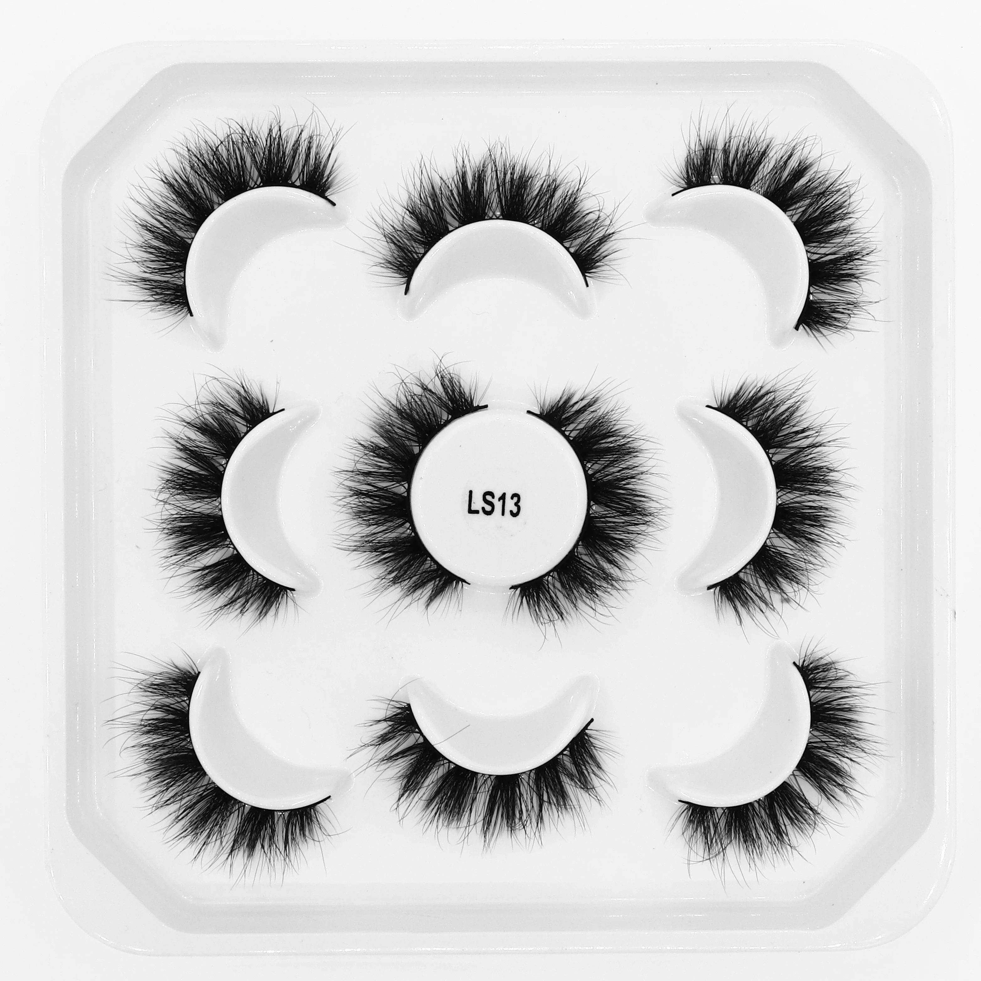 

False Eyelashes 5 Pairs Eyelashes 6D Faux Mink Lashes Faux Mink Fluffy Lash Soft Full Thick Wispy Eyelashes Extension