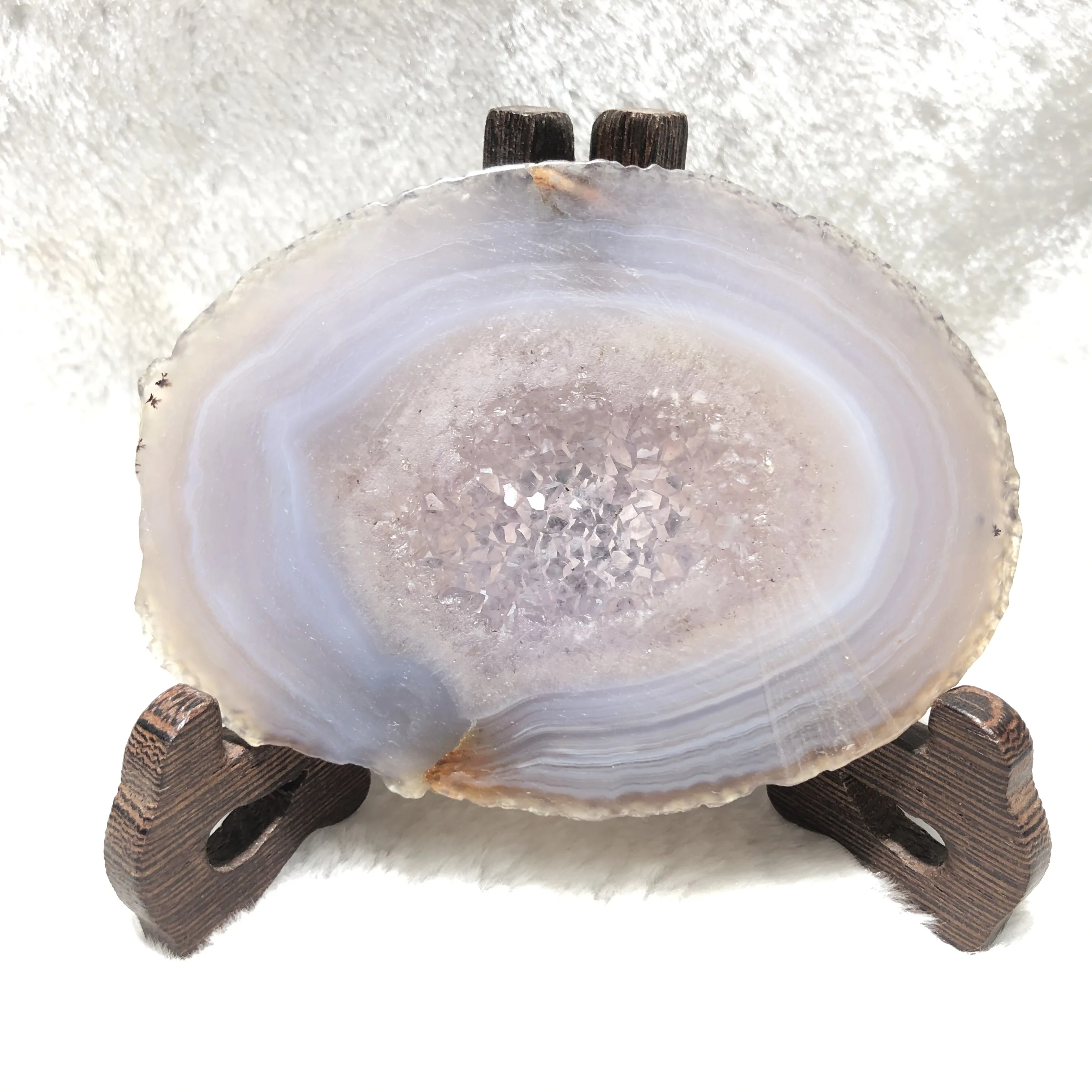 

116.5mm Natural Agate Slab With Amethyst Druzy Quartz Crystal Stone Mineral Agate Slice Table And Cup Coasters Home Decorations