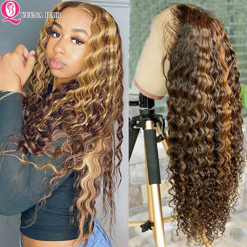 30 Inch 13x4 Deep Wave Lace Frontal Human Hair Wigs 180% Loose Deep Wave Wig For Women Brazilian Curly Frontal Wig Pre Plucked