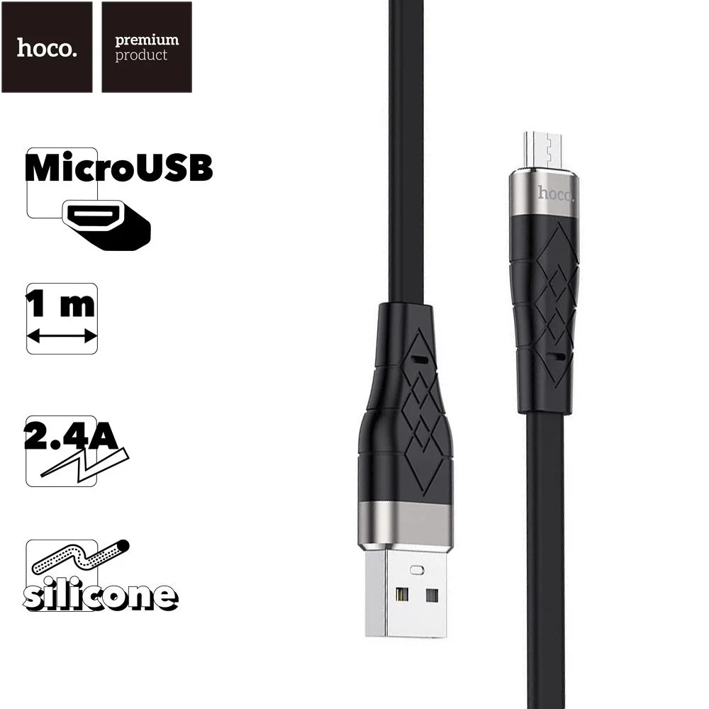 USB кабель HOCO X53 Angel MicroUSB 2.4А 1м силикон (черный) |