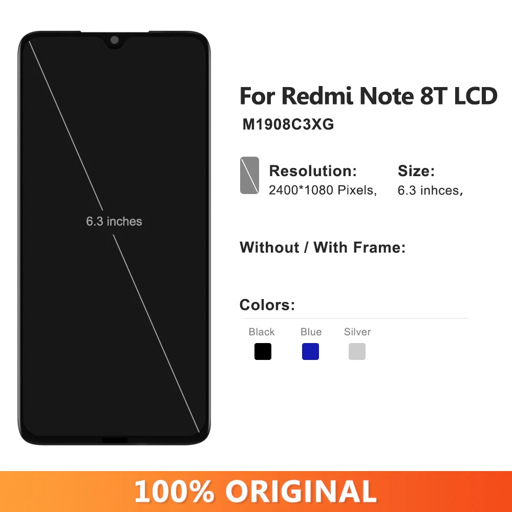 6 3 '𧄀% оригинальный для Xiaomi Redmi Note 8T ЖК-дисплей сенсорный экран Замена