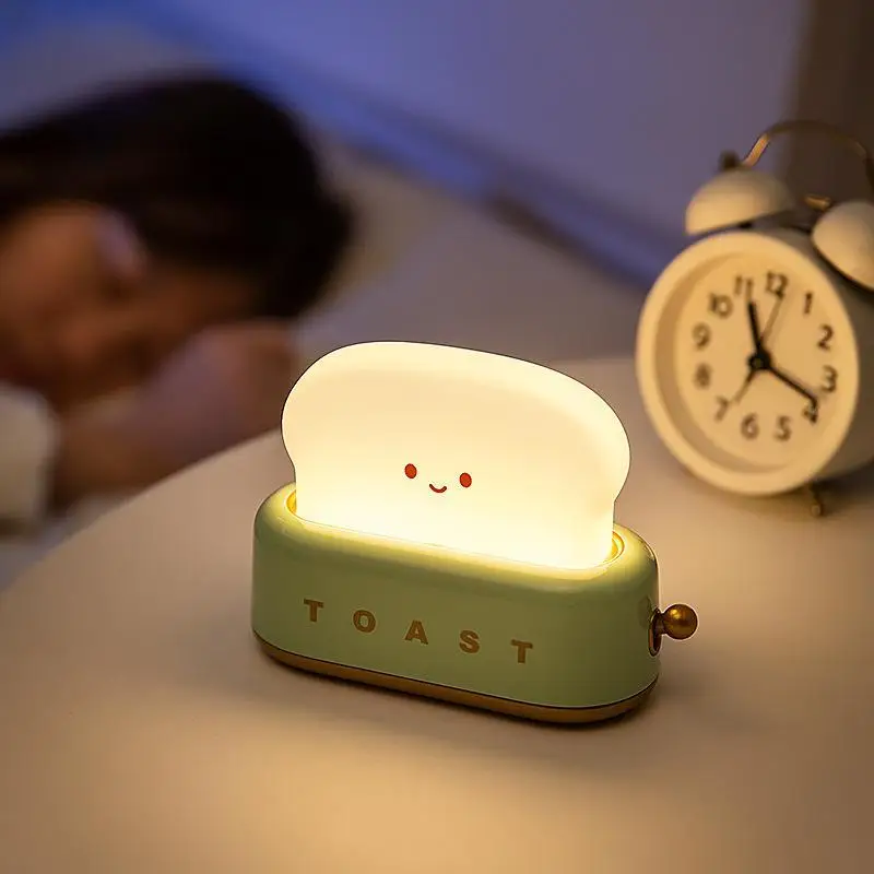 LED Night Light USB Charging Dimming Cute Bread Maker Atmosphere Lights Bedroom Children Baby Feeding Timing Sleep Table Lamp