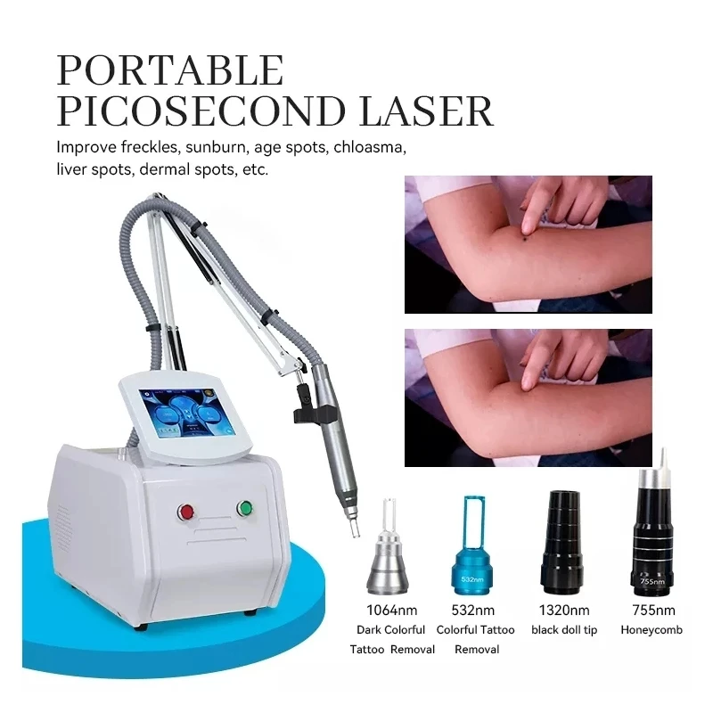 

2022 Newest Design 2000mj 755 1320 1064 532nm Portable Picosecond Laser Q-Switch Laser Carbon Peeling Tattoo Removal Machine
