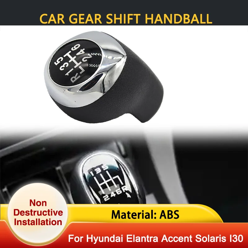 

Chrome 5/6 Speed Gear Shift Knob Lever Shifter Handball Stick Pen Handle For Hyundai Elantra GT Accent Solaris Avante MD I30 GD