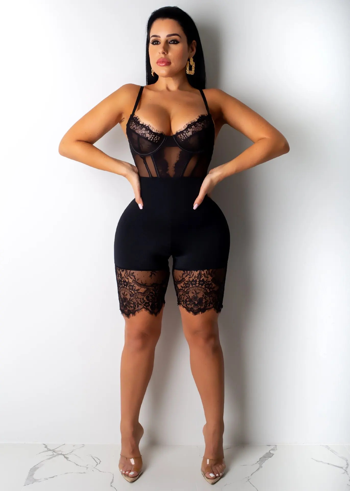 6 Colors 2022 Summer Fashion New Sling Lace Casual Hot Sexy Solid Color Slim Fit Wholesale In Stock Jumpsuit