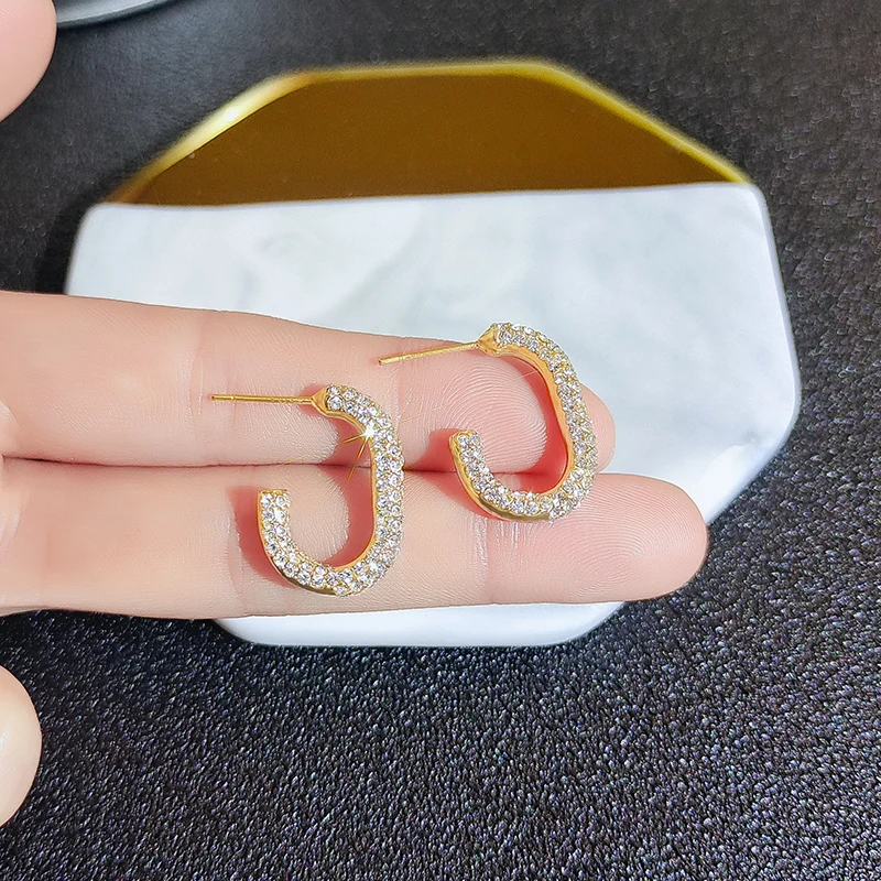 

Sparkling Rhinestone Earrings Luxury Designer Jewelry for Women Trending Products Hoop Earrings Pendant Hoops Woman Fashion 2022