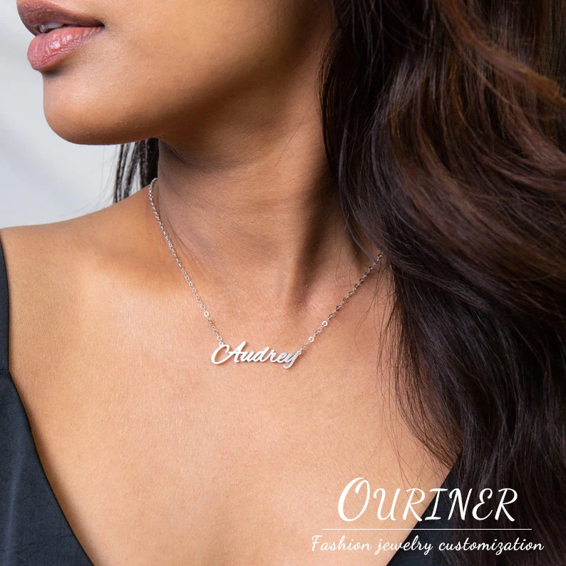 

Ouriner Personalized Letter Name Necklace for Women Gold Color Stainless Steel Chain Choker Necklace Jewelry Gift