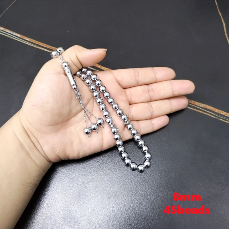 Фото Металлические бусины Tasbih 45, Тайваньская технология обработки, без выцветания, мусульманские бусины, браслет, Исламский подарок, четки №4
