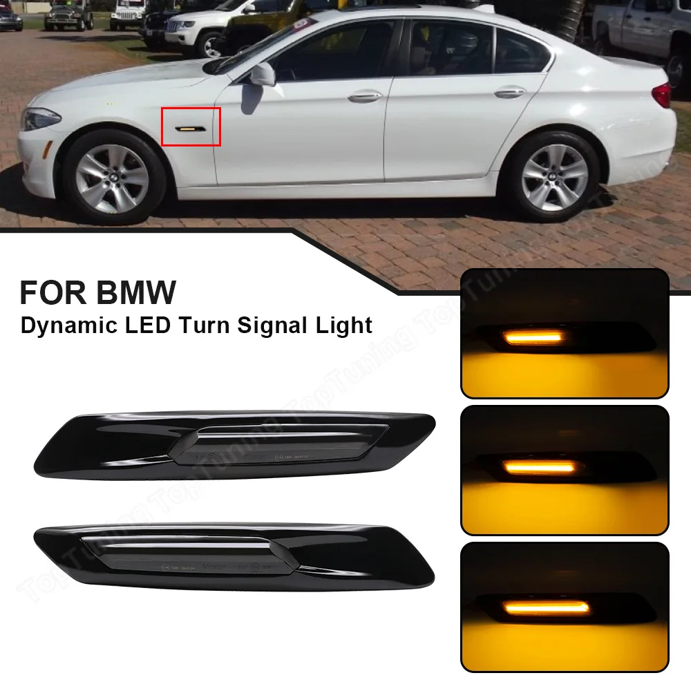 For BMW 5-Series F10 Sedan 2011-2013 F11 Touring 2011-2013 528i 528iX Sequential Amber LED Side Marker Turn Signal Light