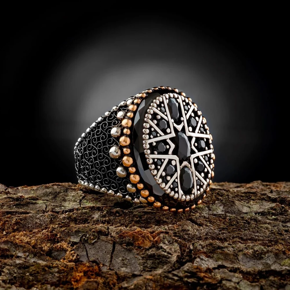 Мужское кольцо из серебра 925 пробы модное винтажное ювелирное изделие оникс все