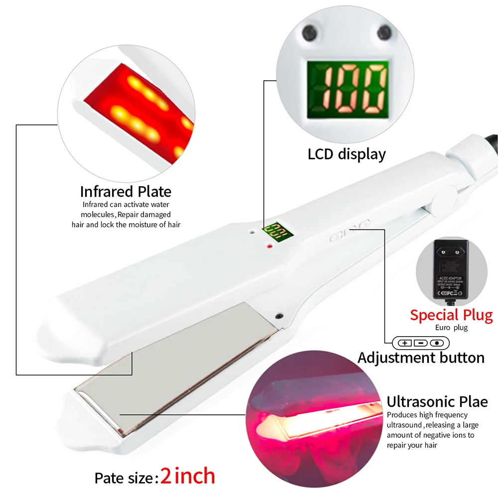 Инфракрасный утюжок для ухода за волосами ультразвуковой 2 дюйма Ширина пластины