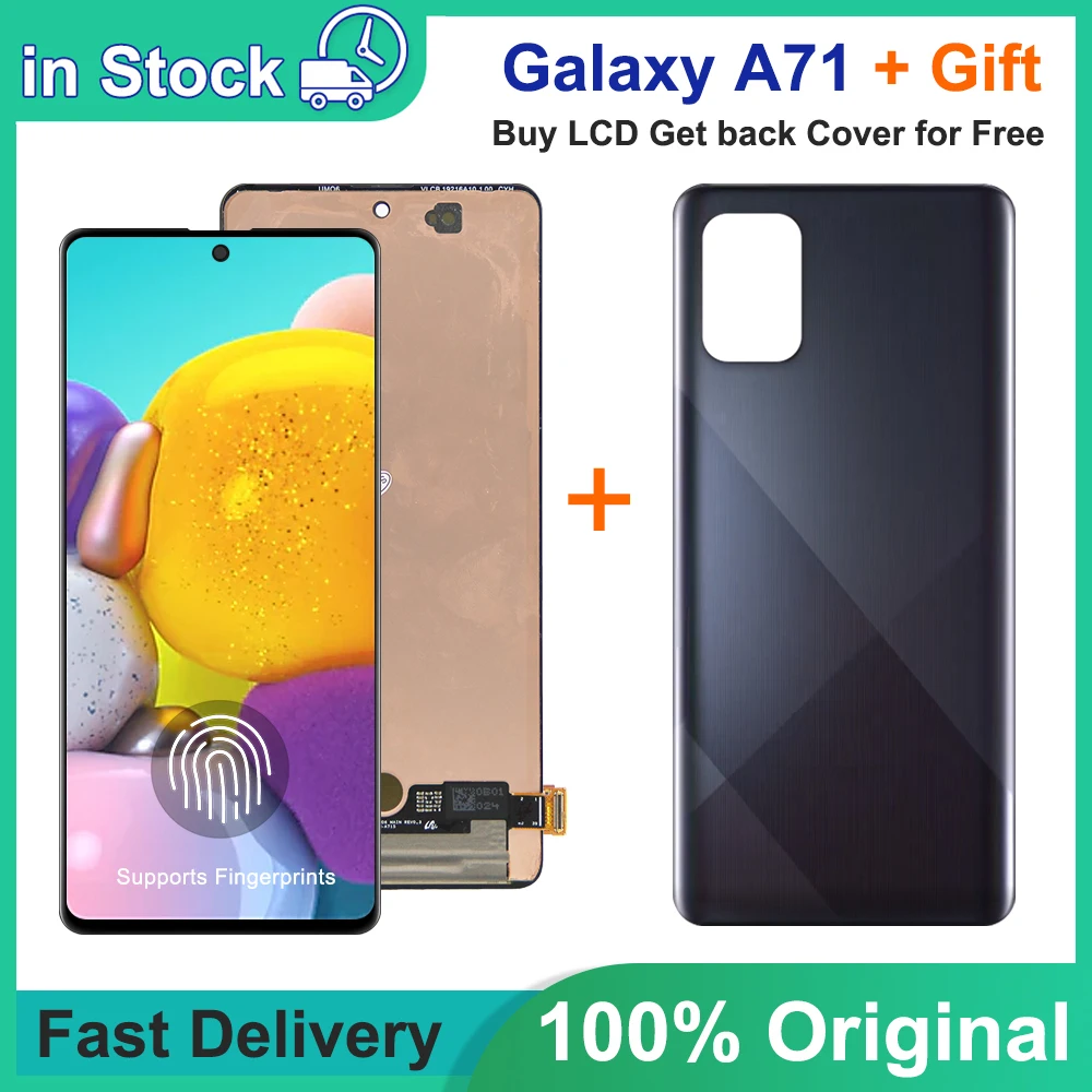 

Сменный экран дисплея A71, для Samsung Galaxy A71 A715F A715W, ЖК-дисплей, цифровой сенсорный экран с рамкой для Samsung A715