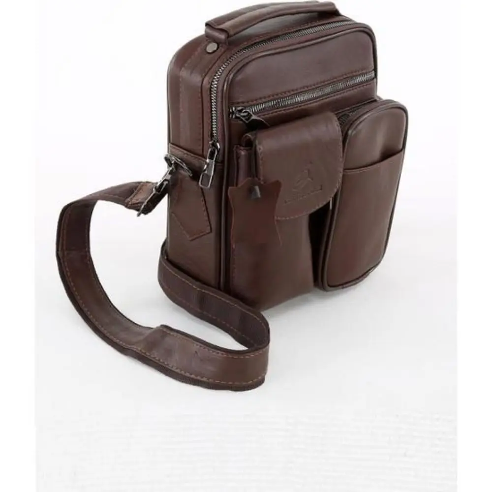 Genuine Leather Tobacco Men's Hand and Shoulder Bag