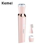 kemei facial hair removal body hair trimmer women 3 in 1 eyebrow razor hair remover rechargeable painless lips body face shaver
