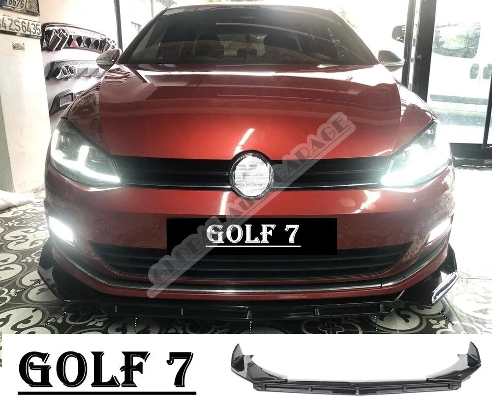 

For VOLKSWAGEN GOLF 7 Front Bumper Attachment Lip 2012-2020 Piano Glossy Black Splitter Diffuser Universal Spoiler Bumper