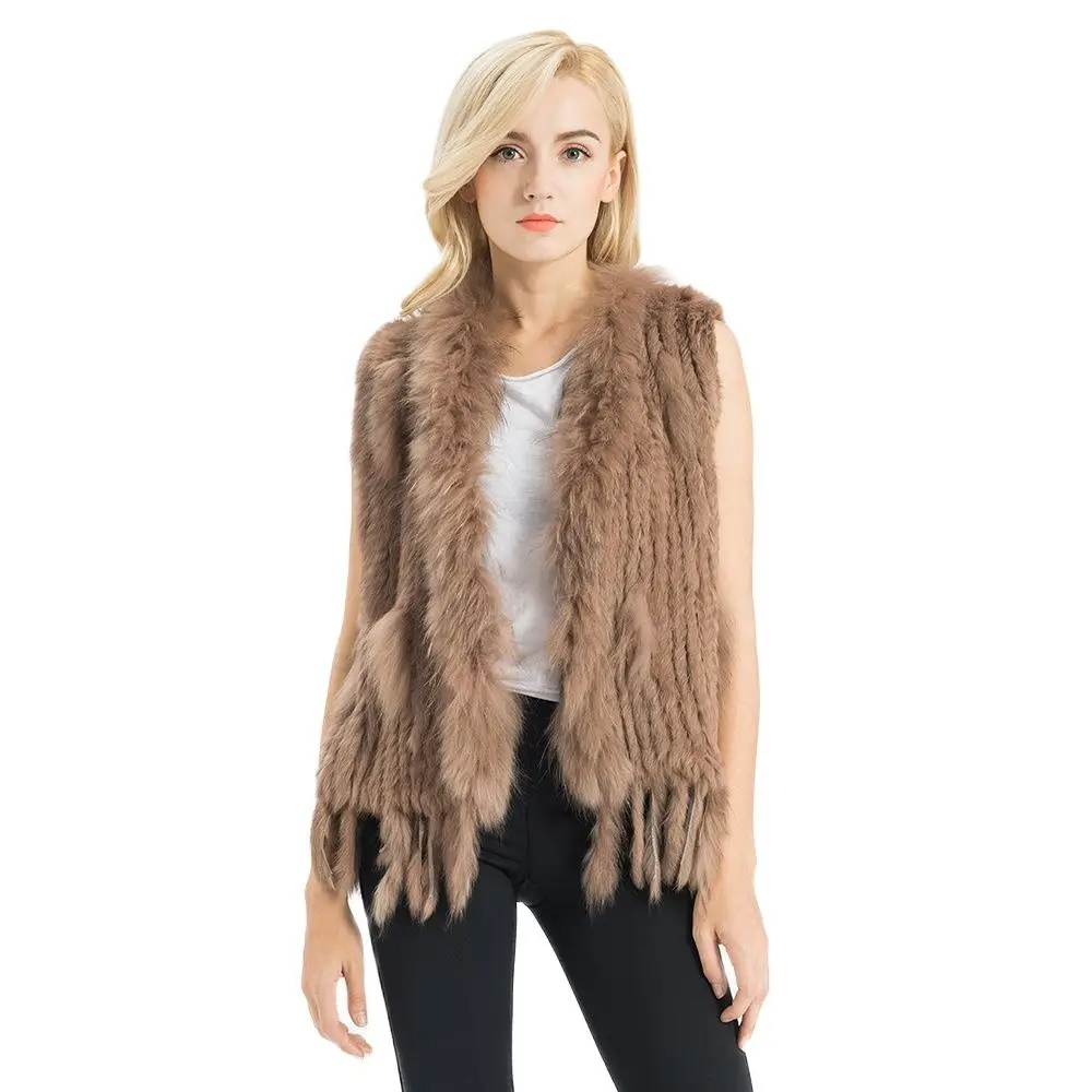 

Fashion Styles Women Real Rabbit Fur Vests Winter Raccoon Fur Gilet Female Waistcoat Fluffy E1000