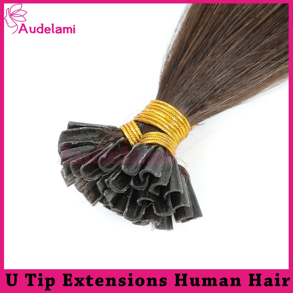 U-образные наращивание волос человеческие волосы прямые для ногтей