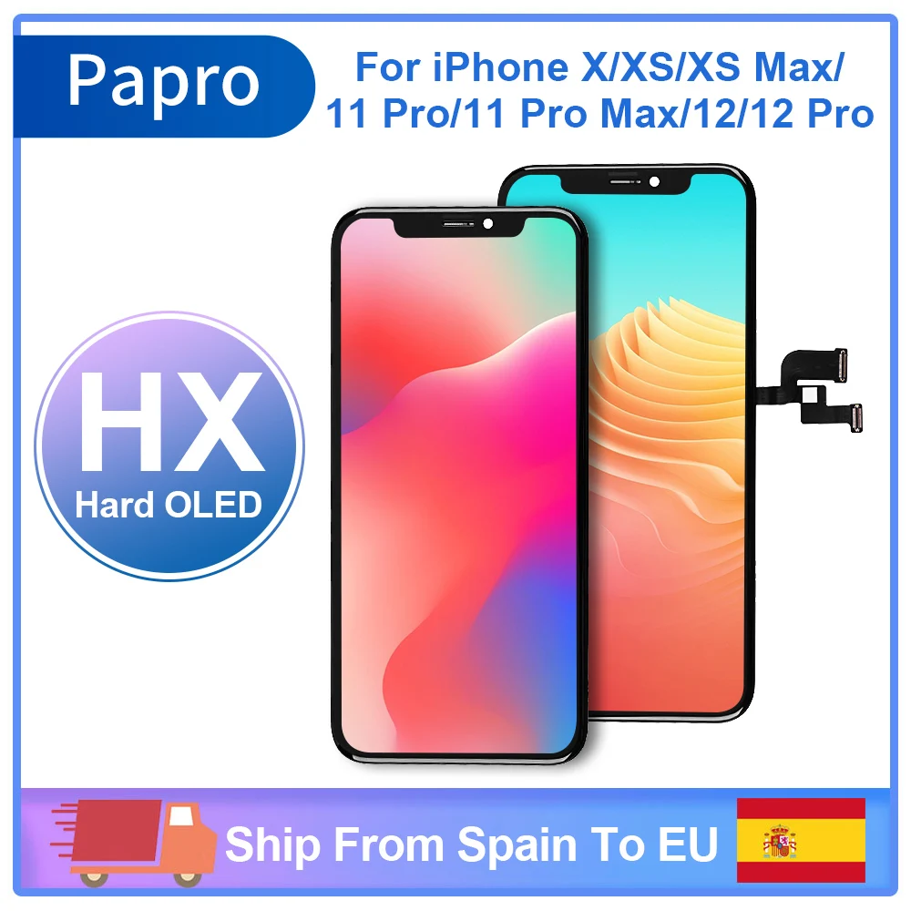 HX OLED For iphone 12 X XS XS MAX OLED Screen Replacement Display With 3D Touch Digitizer Assembly Pantalla 11 Pro Max From ES