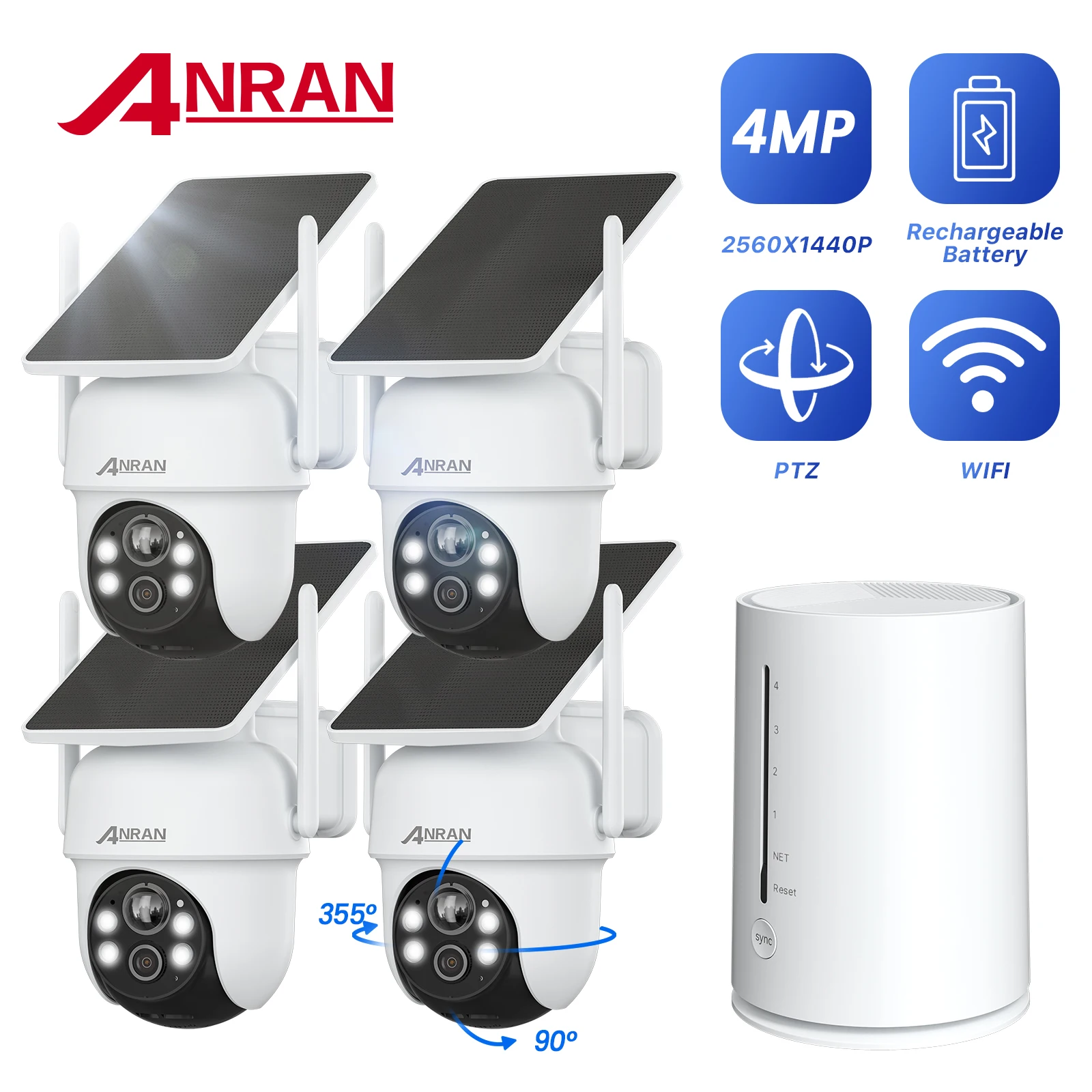 

Беспроводная система видеонаблюдения ANRAN на солнечной батарее, 2K/4 МП
