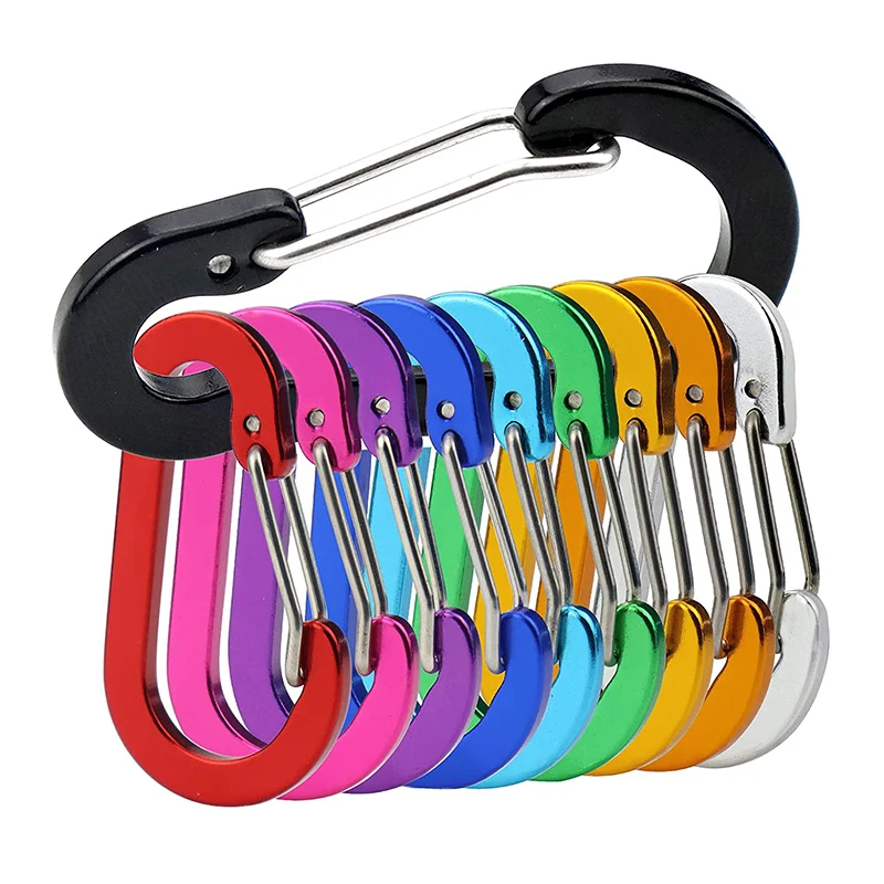 

5Pcs Small Carabiner Clips Outdoor Camping Keychain Multi Tool Acessories Auto Locking D-Shape Spring Loaded Wire Gate 5cm