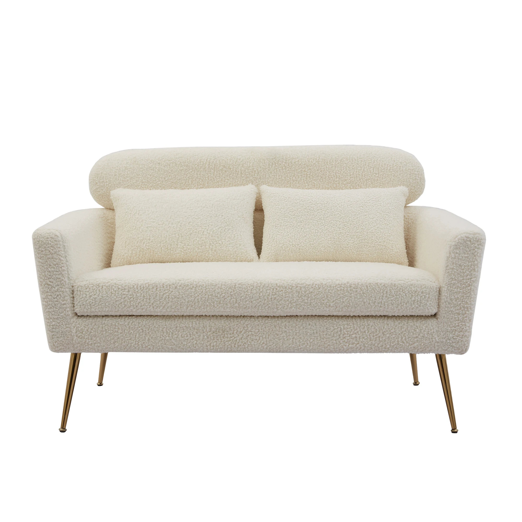 

Современный маленький диван Boucle Loveseat, диван на два места, диван с 2 диванами, золотые металлические ножки для офиса, студии, квартиры, спальни