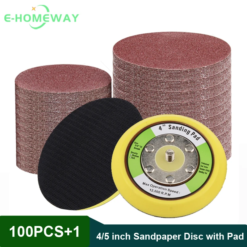 100PCS 4/5 Inch 100/125mm Sanding Discs 80/120/180/240/320/400/600/800/1000 Grit Sandpaper Sander Round with Polish Pad Dremel