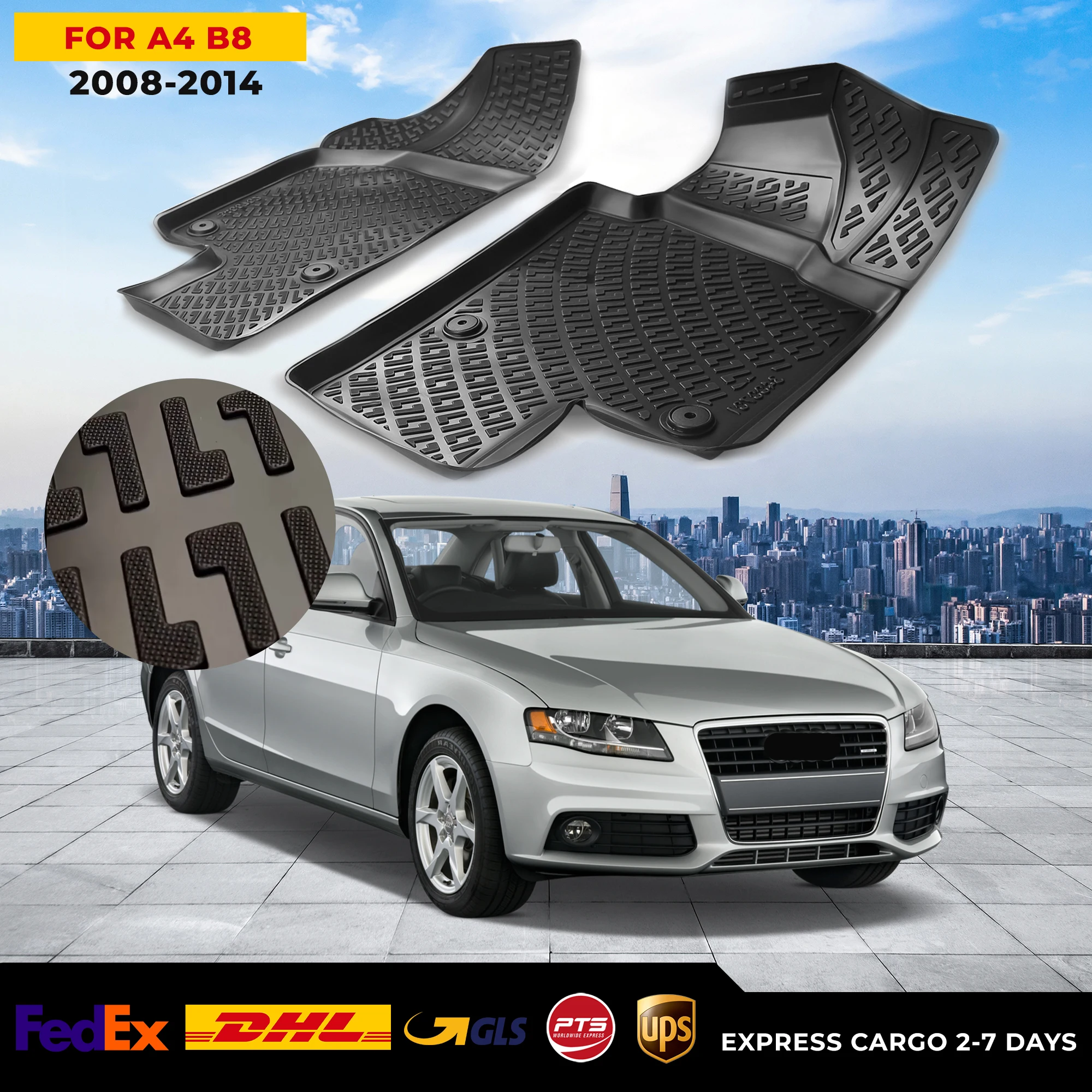 

Автомобильный 3D напольный коврик для Audi A4 B8 2008-2014, водонепроницаемый специальный коврик для ног, аксессуары, коврики, Нескользящие