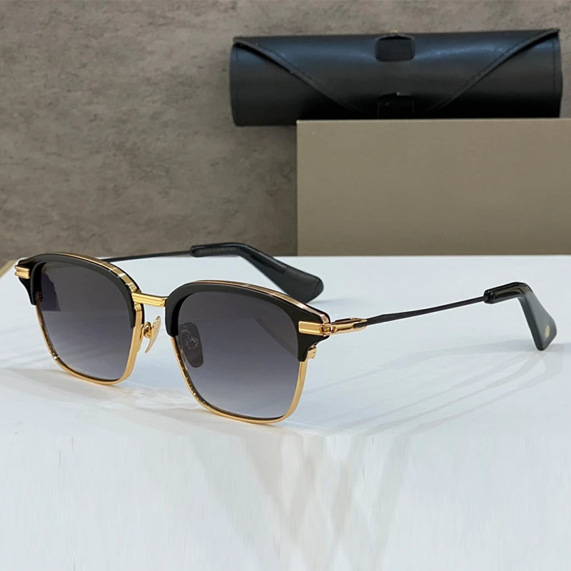 

TOP-END LUXURY BRAND DESIGNER MEN SUNGLASSES Classical Retro Half Frame Glasses Gold Tortoise Square Frame Eyeglasses Full Packa