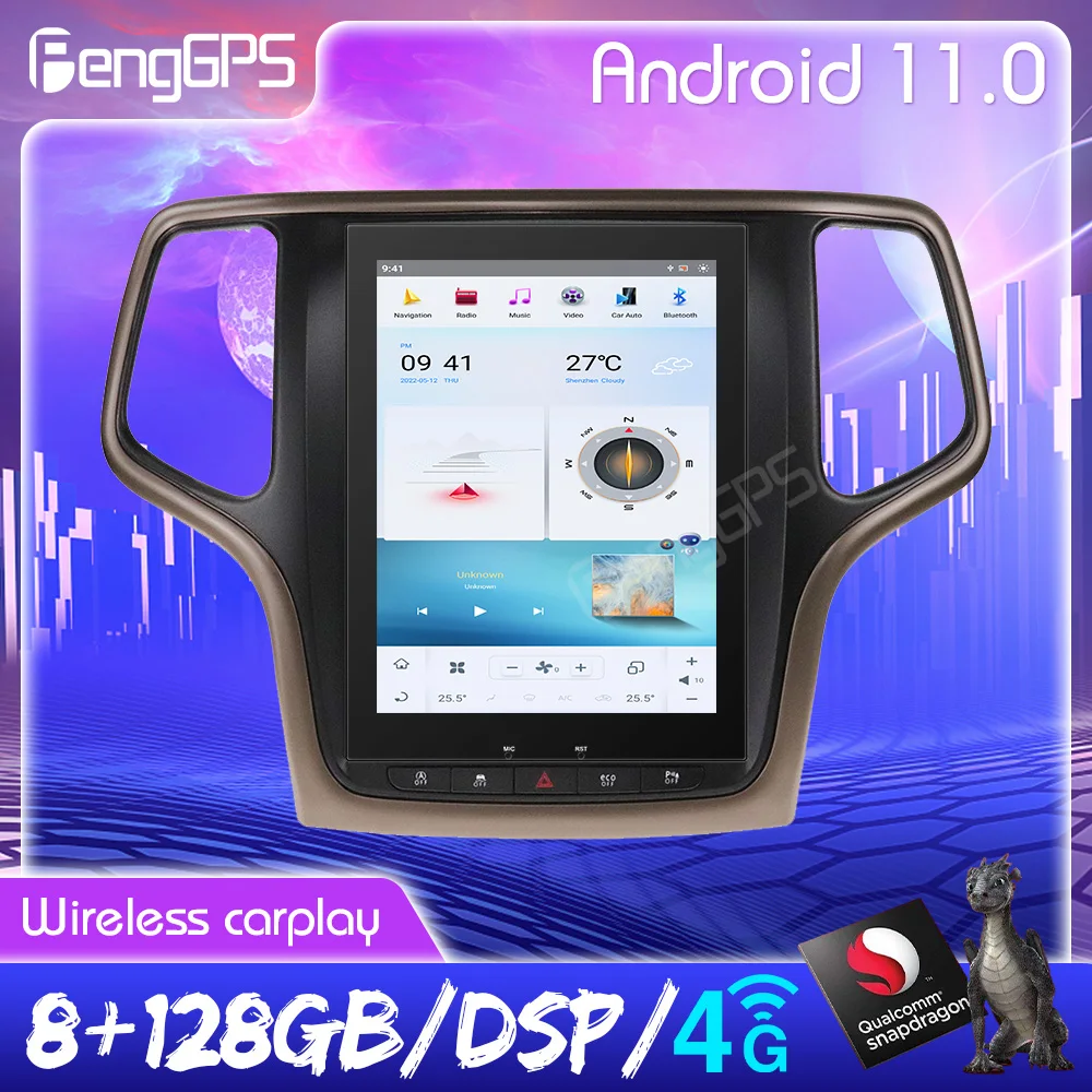 

Tesla Screen Style Car Radio For Jeep Grand Cherokee 2014-2019 Android 11 Auto Stereo Multimedia Player GPS Navigation Head Unit
