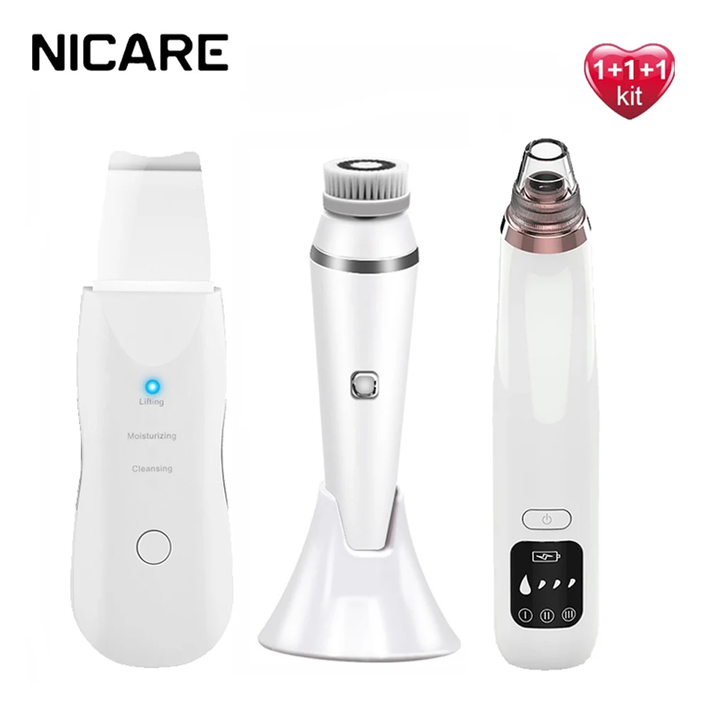 

Электрическая ультразвуковая щетка для чистки лица NICARE, вакуумный скребок для удаления черных точек и акне, средство для ухода за кожей лиц...