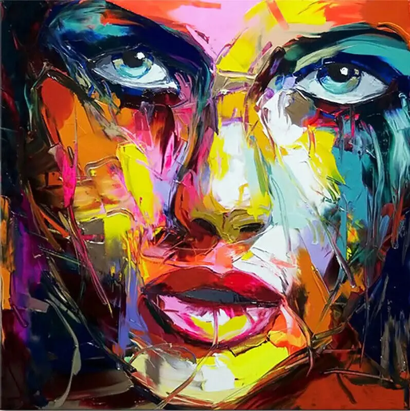 Палитра ножей портрет Лицо Картина маслом Акриловая на холсте Современное